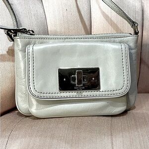 Kate Spade Crossbody Wallet Stone White Leather with Polka Dot Lining